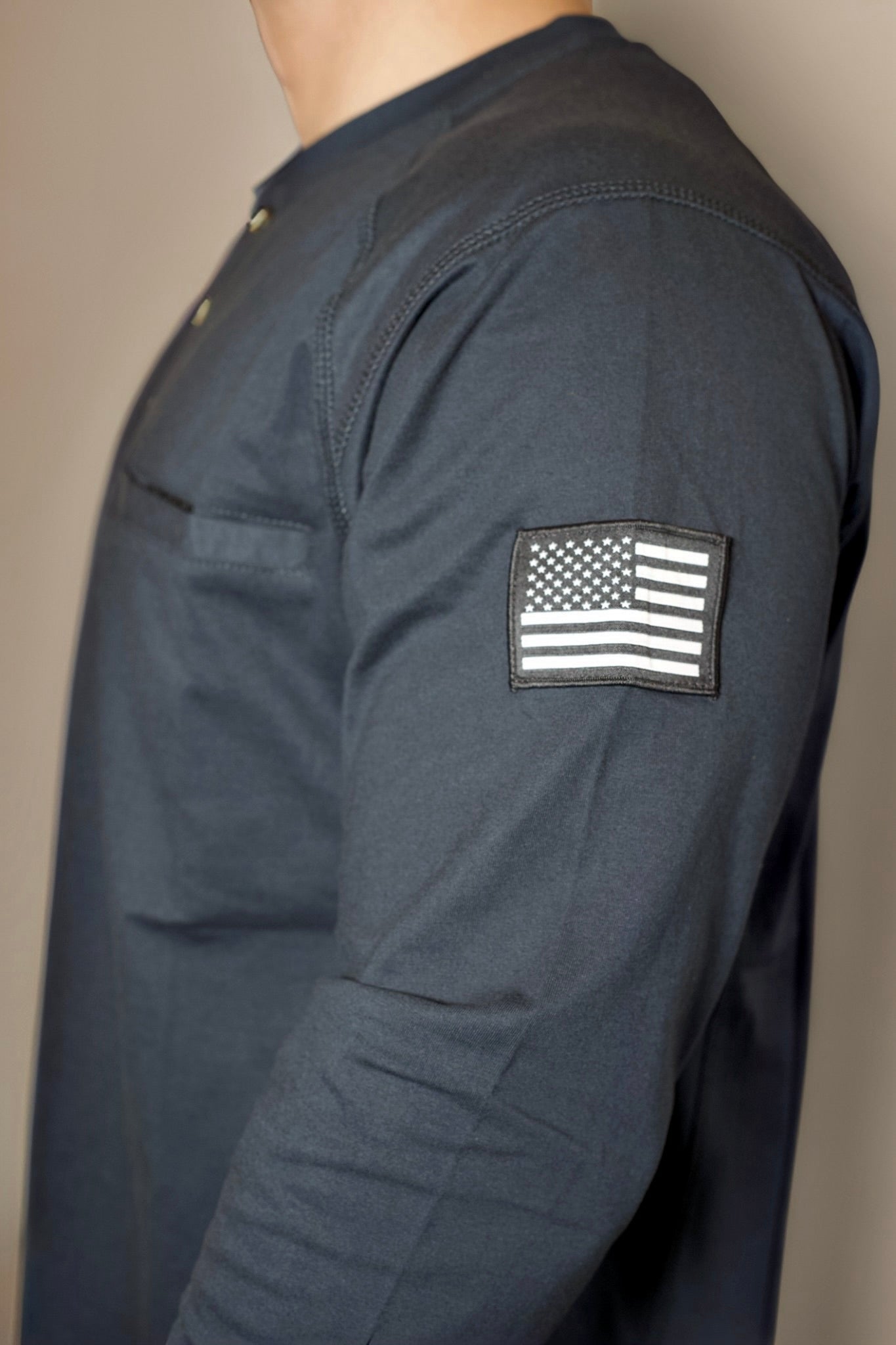 FR 3-Button Henley Shirt - Black