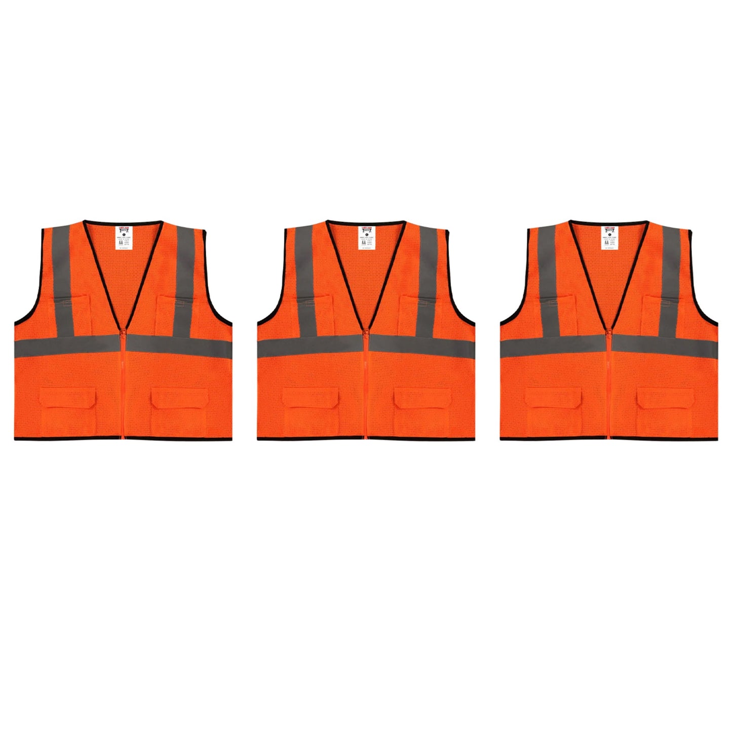 Safety Main 05EAMO Economy Vest, Class 2, All Mesh, Hi-Vis Orange, Pack of 3