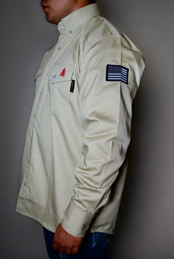 FR Western Style Pearl Snap - Khaki