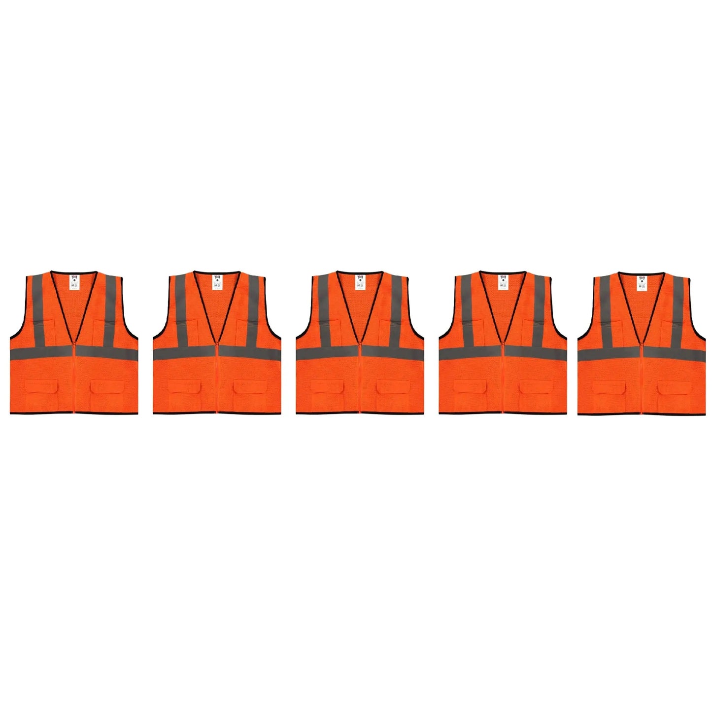 Safety Main 05EAMO Economy Vest, Class 2, All Mesh, Hi-Vis Orange, Pack of 5