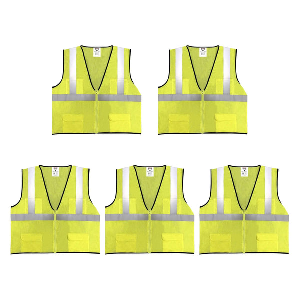 Safety Main 05EAMYZ Economy Vest, Class 2, All Mesh, Hi-Vis Yellow, Pack of 5