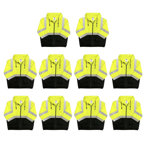 Safety Main 05LWJYB Lightweight Jacket, Class 3, Hi-Vis Yellow with Black Bottom, Pack of 10