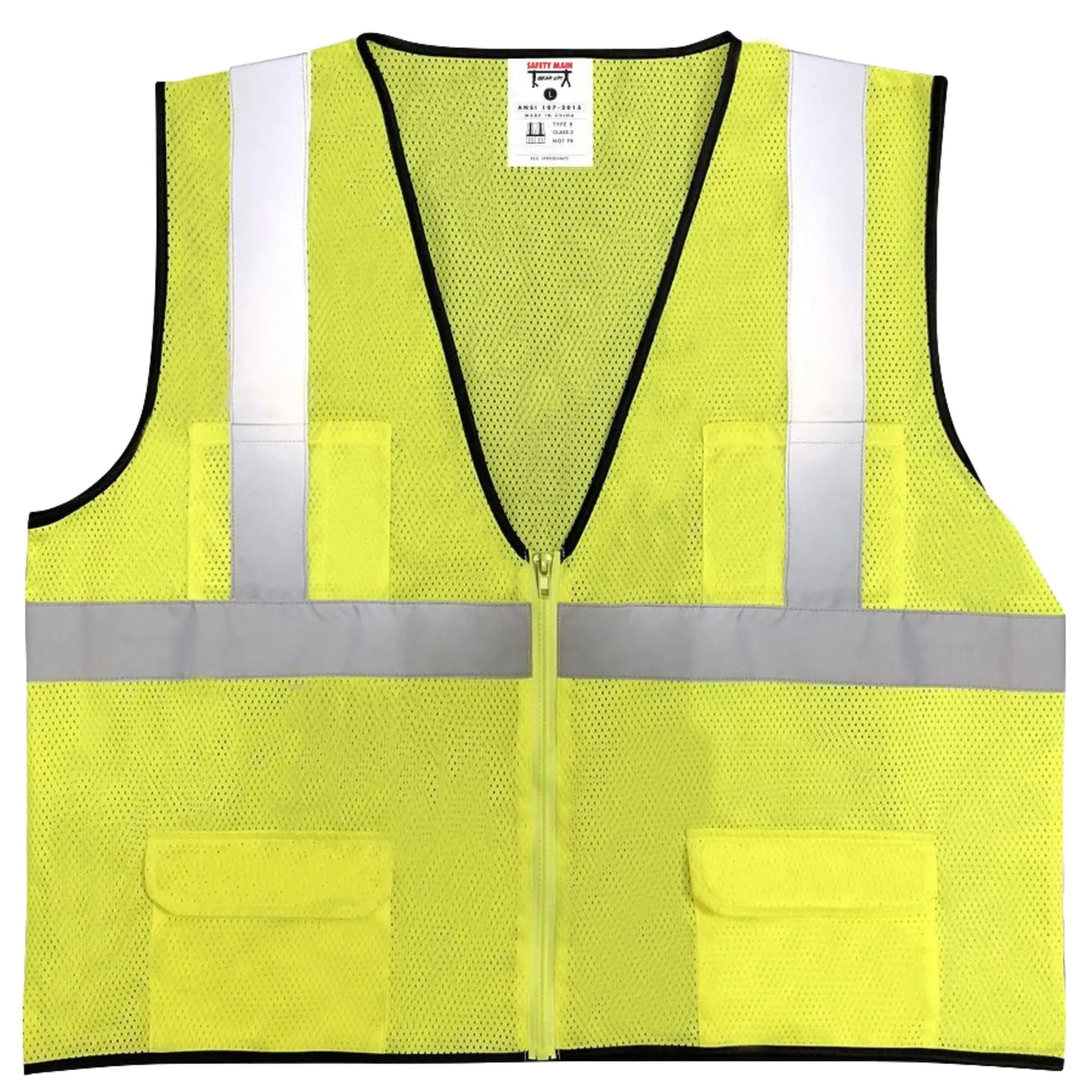 Safety Main 05EAMYZ Economy Vest, Class 2, All Mesh, Hi-Vis Yellow, Pack of 5